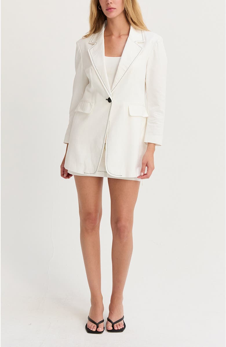 CRESCENT Contrast Stitch Single Breasted Blazer, Alternate, color, White