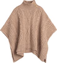 Lauren Ralph Lauren Crest Button Cable Poncho