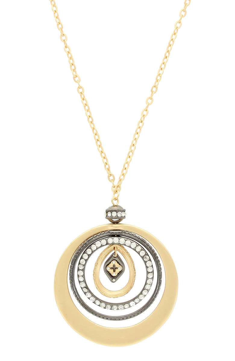 OLIVIA WELLES Amberly Crystal Pendant Necklace, Main, color, Gold