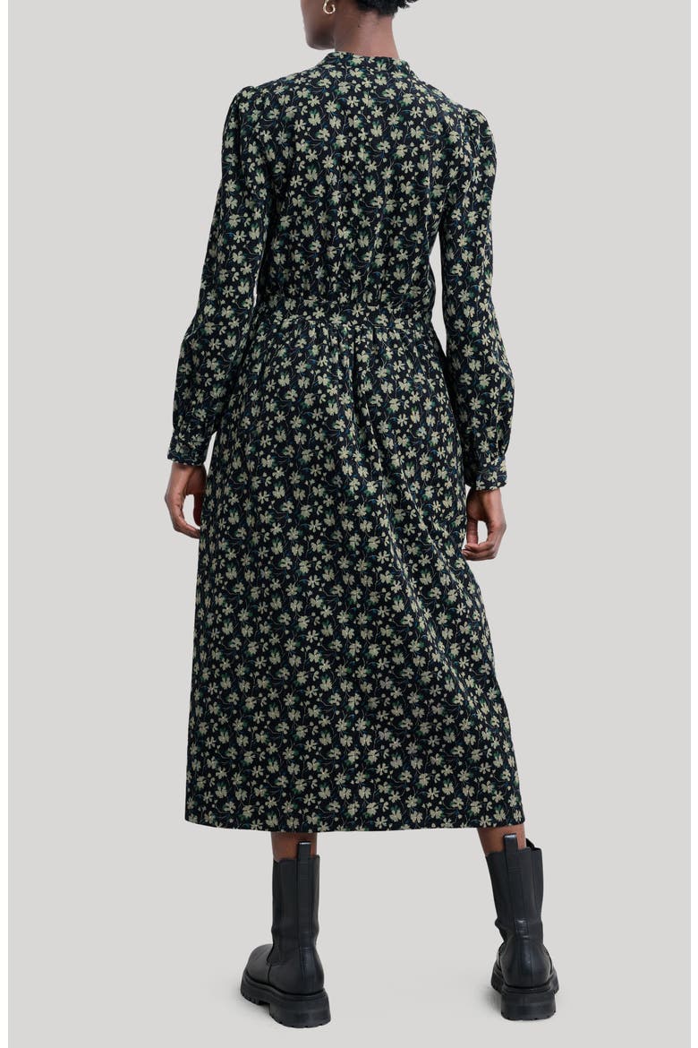 Rose Cottage Floral Long Sleeve Corduroy Midi Dress, Alternate, color, SMUDGE FLORAL ONYX