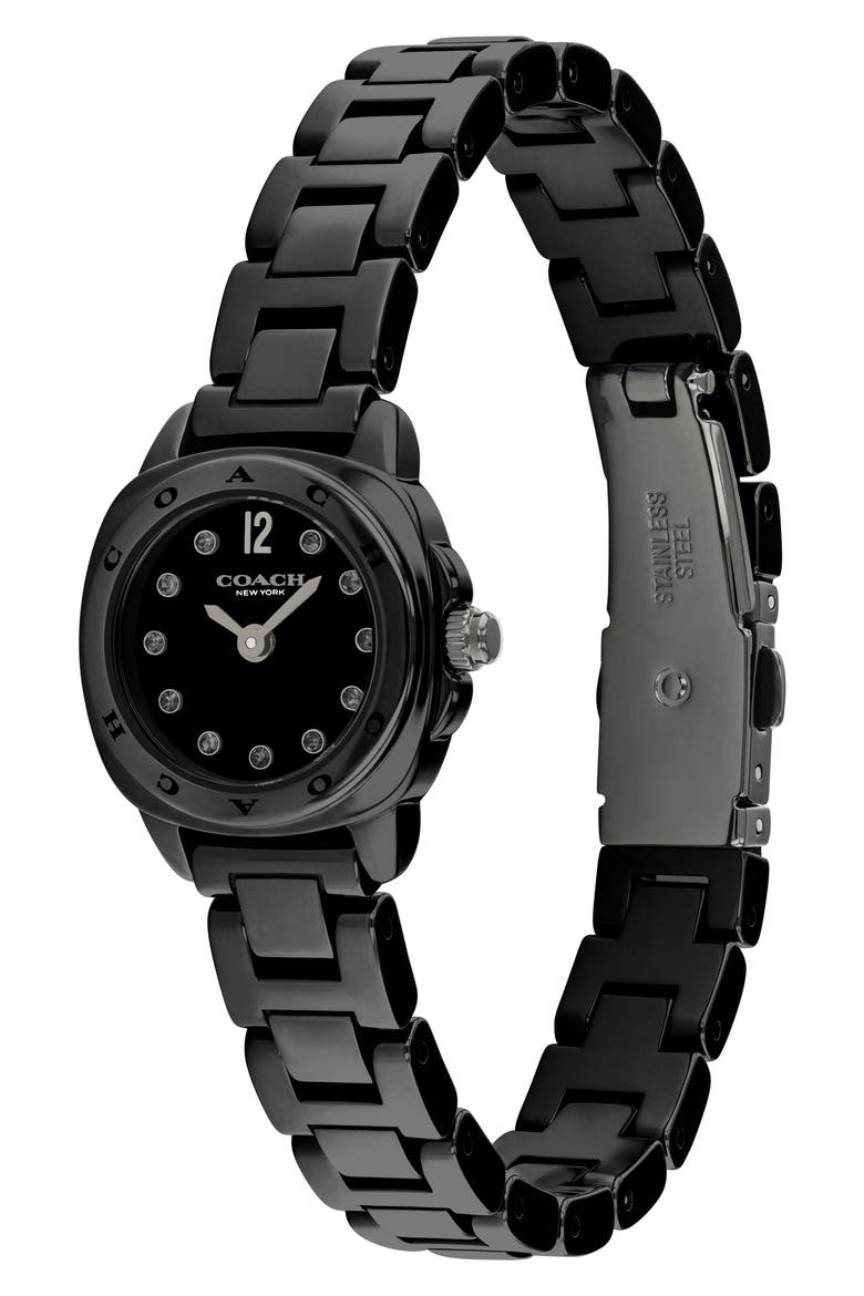 Kitt Black Ceramic Bracelet Watch, 21mm, Alternate, color, BLACK