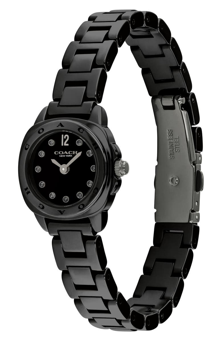 COACH Kitt Black Ceramic Bracelet Watch, 21mm, Alternate, color, Black