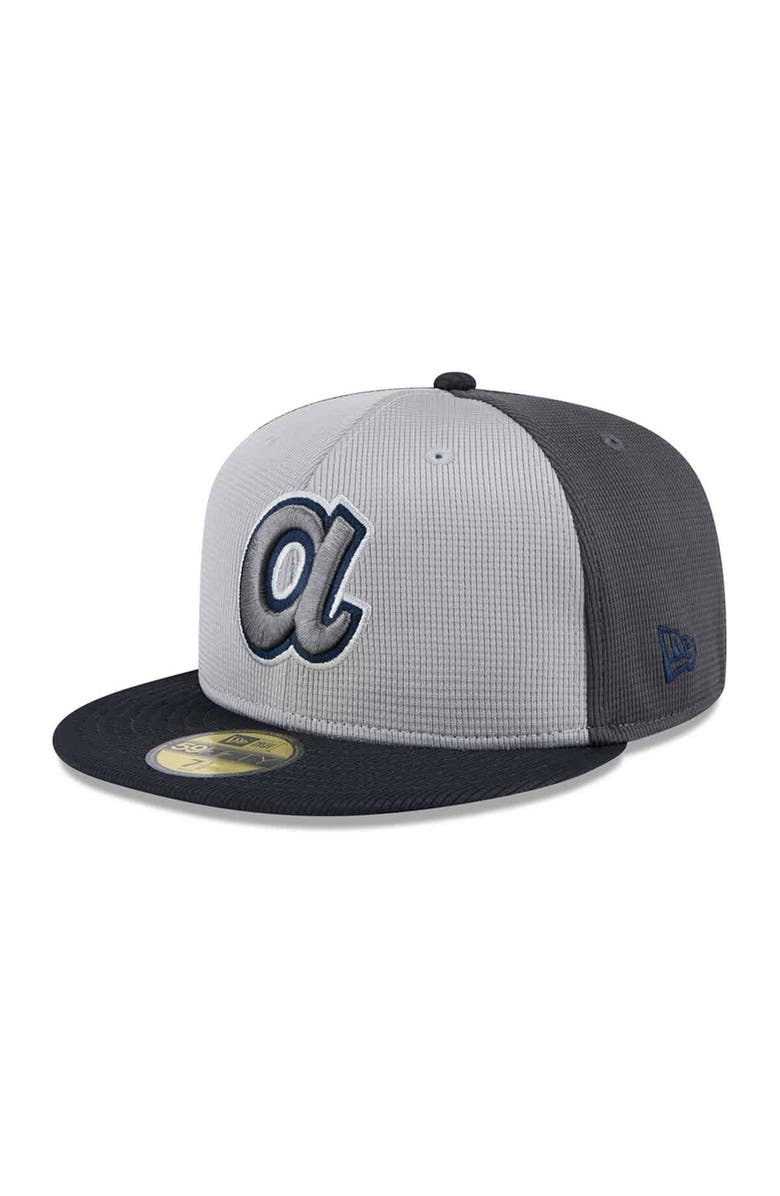 New Era Men's New Era  Gray/Navy Atlanta Braves 2025 Batting Practice 59FIFTY Fitted Hat, Alternate, color, 