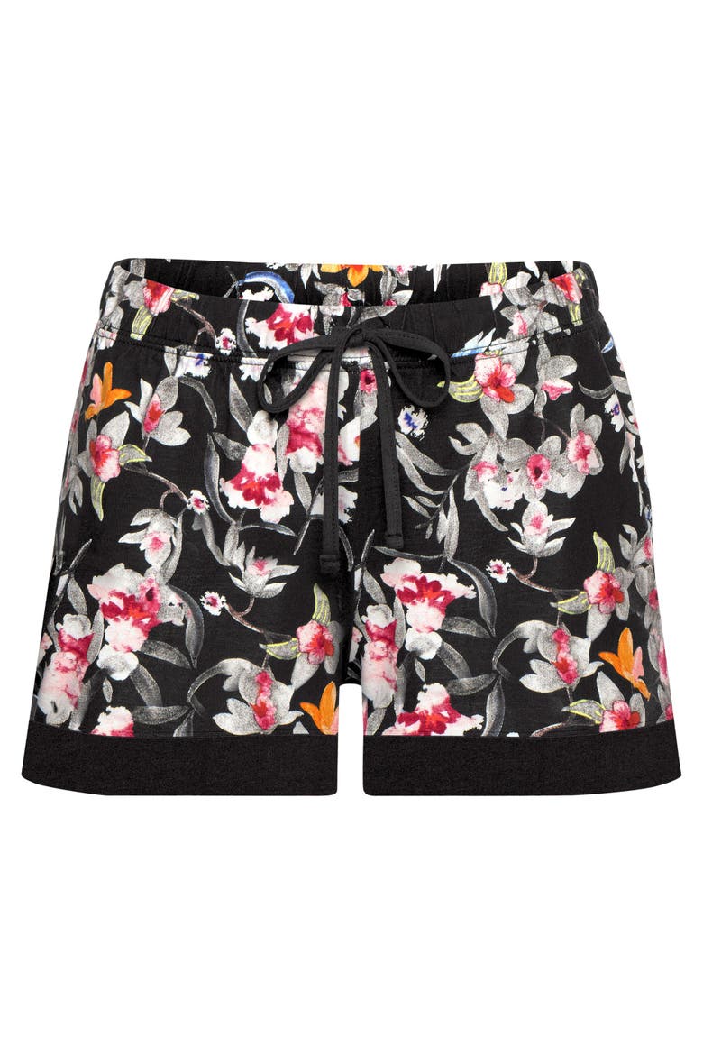 Floral Pajama Shorts Set, Alternate, color, Black