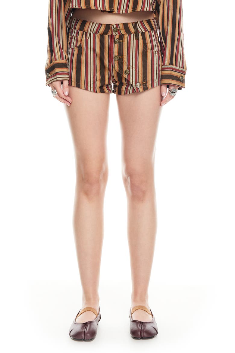 Sundrenched Low Rise Stripe Denim Shorts, Main, color, VINTAGE STRIPE