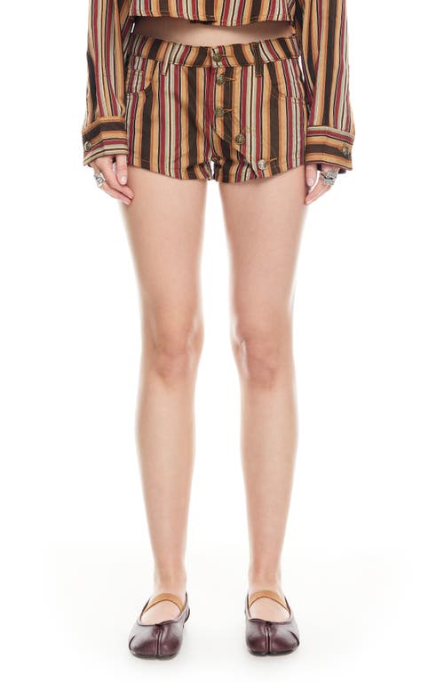 Lioness Sundrenched Low Rise Stripe Denim Shorts In Multi