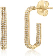 SUZY LEVIAN Pavé Cubic Zirconia Open Paper Clip Hoop Earrings