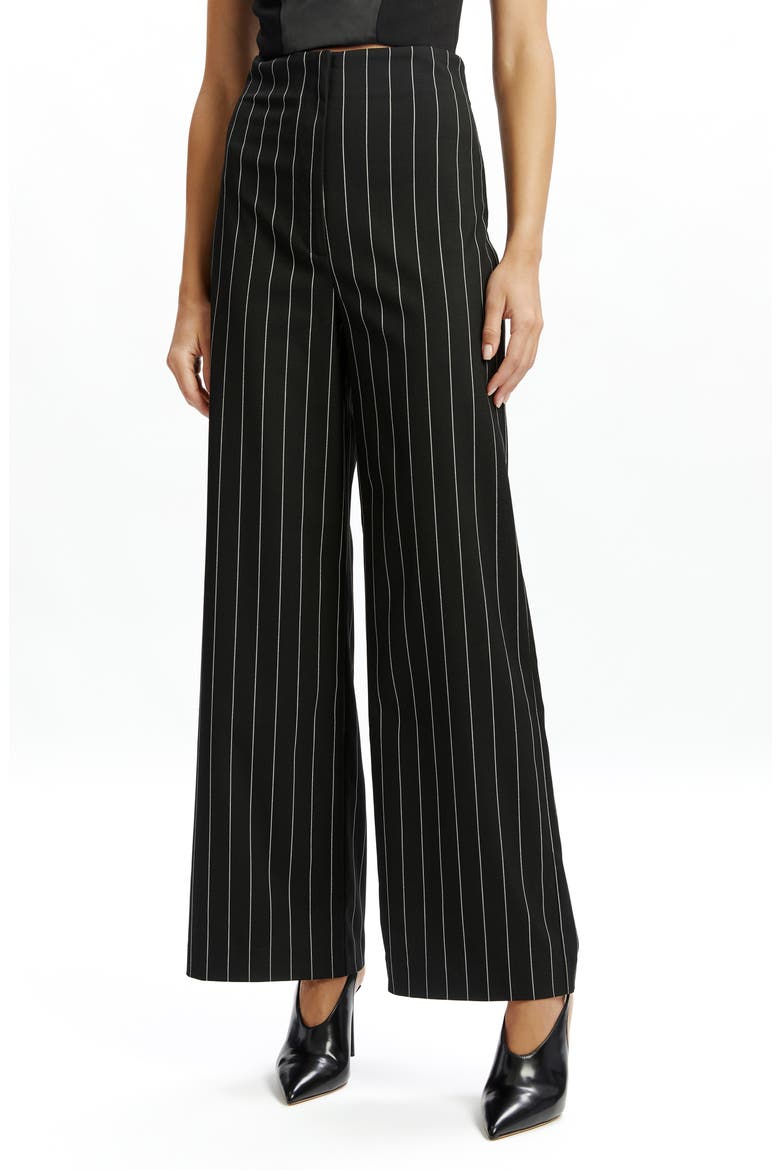 Anna Pinstripe High Waist Wide Leg Pants, Main, color, BLACK STRIPE