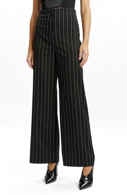 Bardot Anna Pinstripe High Waist Wide Leg Pants In Black