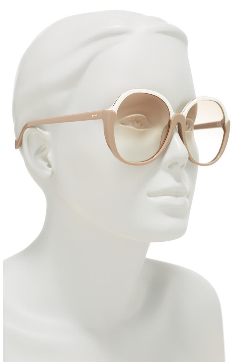 59mm Joliette Round Sunglasses, Alternate, color, PUTTY / LIGHT BROWN GRAD