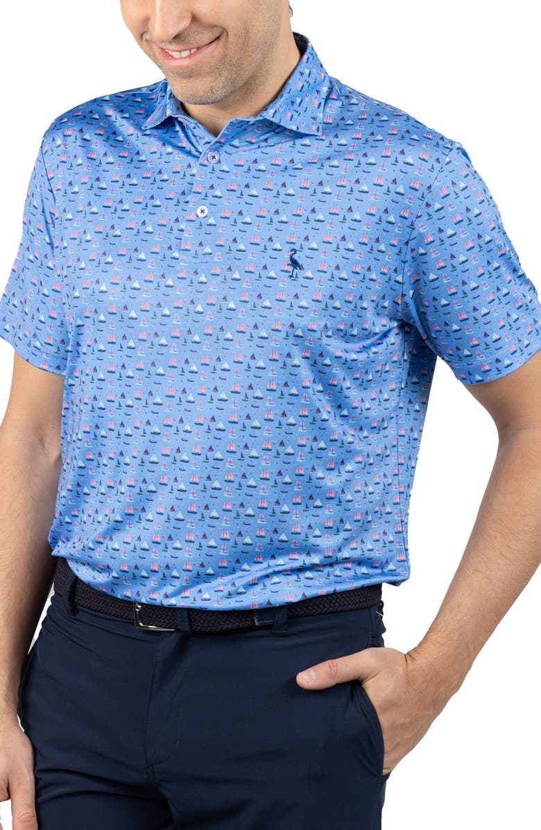 TailorByrd One the Sea Print Performance Polo, Alternate, color, Blue