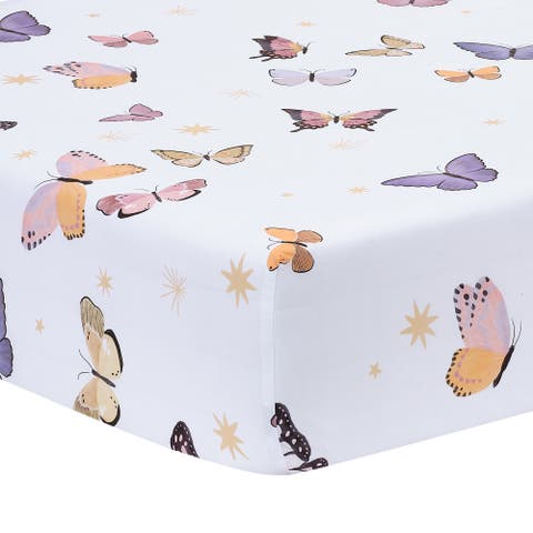 Butterfly Dreams Breathable 100% Cotton Fitted Baby Crib Sheet