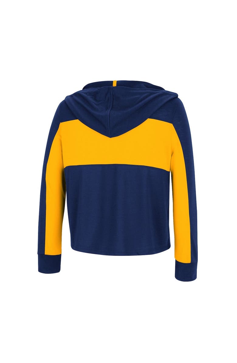 COLOSSEUM Girls Youth Colosseum Navy West Virginia Mountaineers Galooks Hoodie Lace-Up Long Sleeve T-Shirt, Alternate, color, 