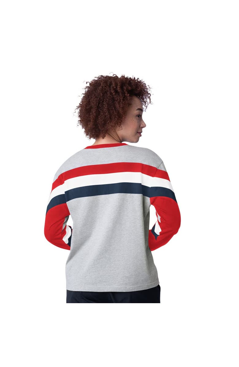 STARTER Women's Starter Heather Gray Boston Red Sox Triple A Fashion Color Block Long Sleeve Top, Alternate, color,