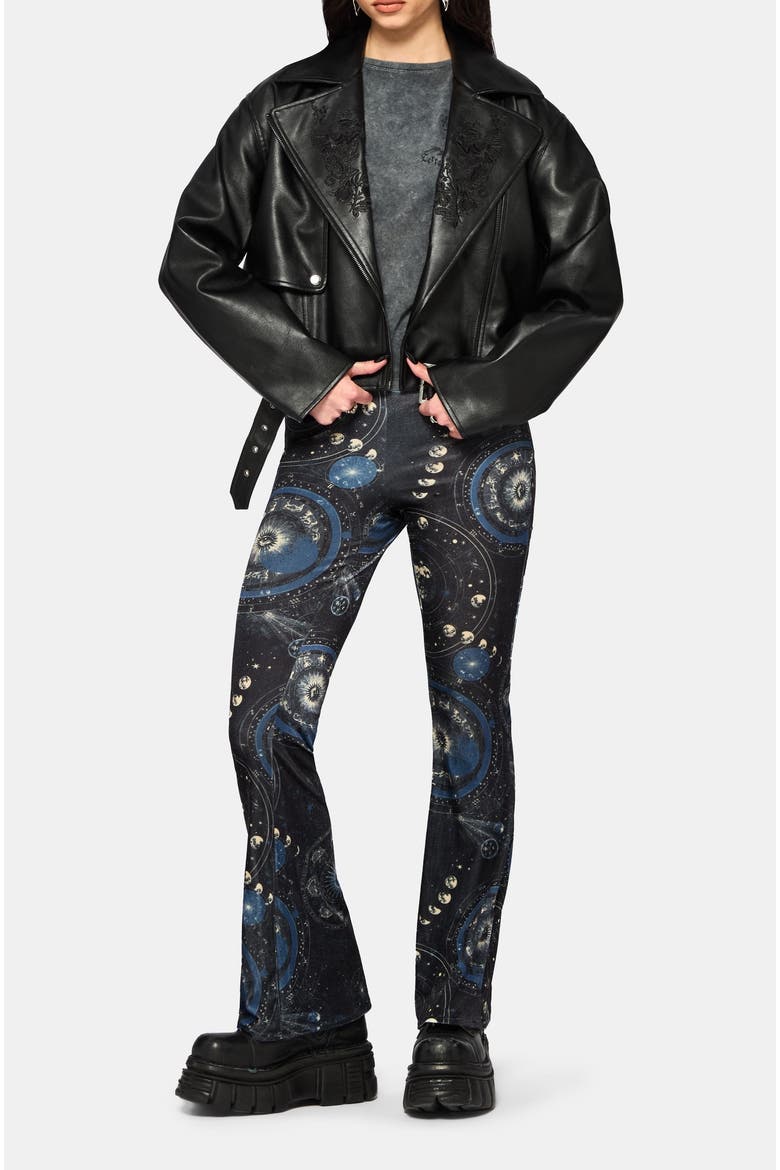 Elise Celestial Velour Flare Trousers, Alternate, color, Blue