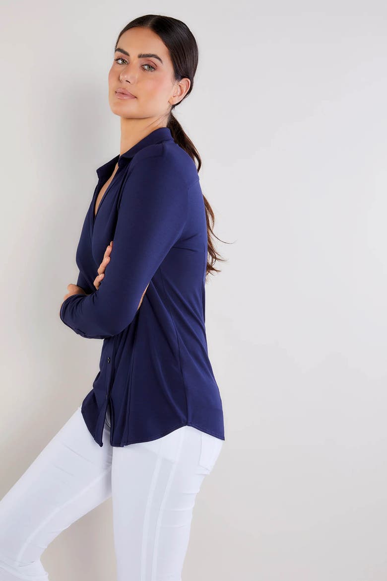 Nikki Longsleeve Pique Shirt, Alternate, color, Navy