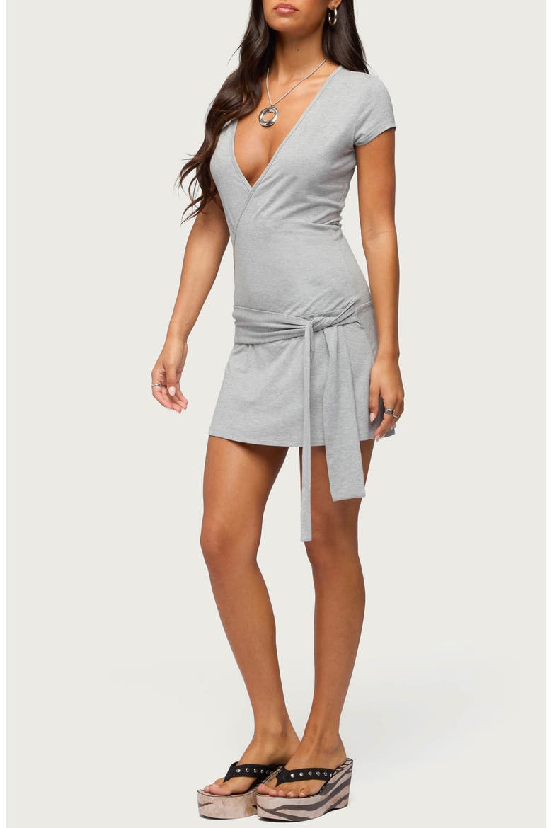 Winnie Faux Wrap Minidress, Alternate, color, GRAY-MELANGE