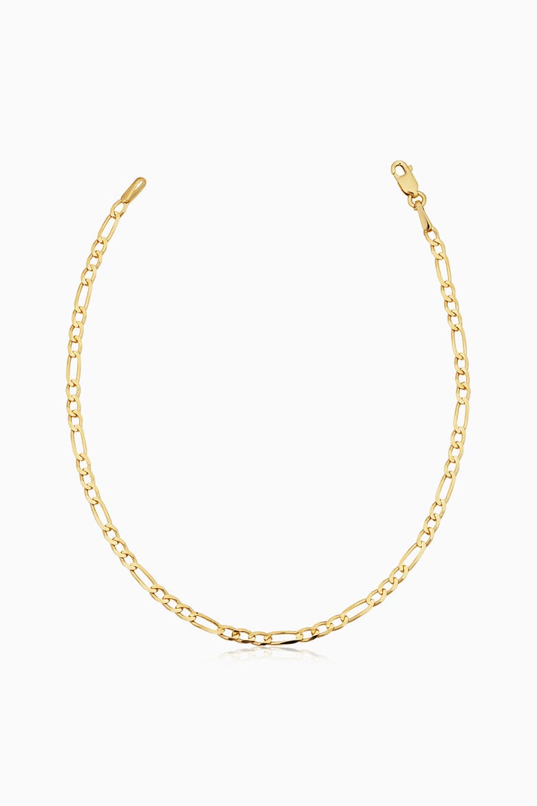 10K Gold Florentine Figaro Petite Anklet, Main, color, Yellow Gold