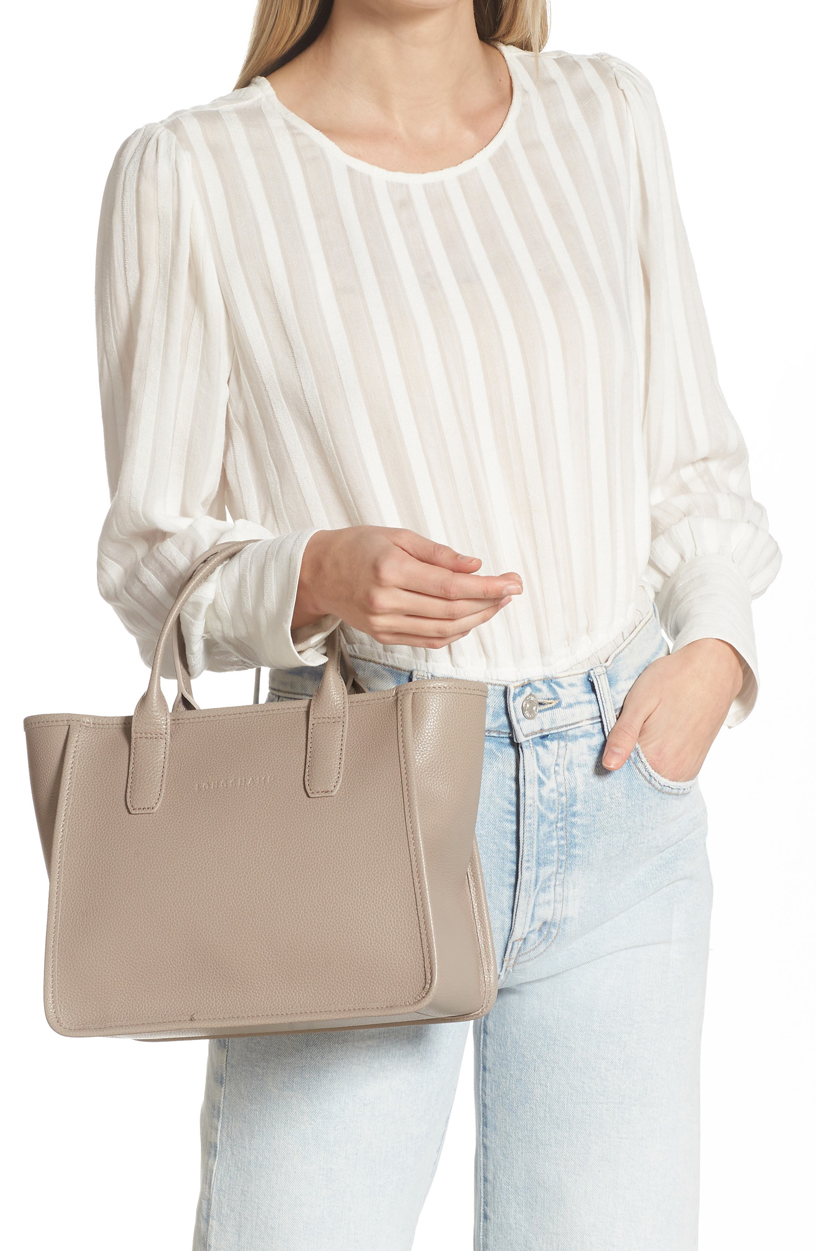 Le Foulonné Top Handle Bag, Alternate, color, TURTLE DOVE