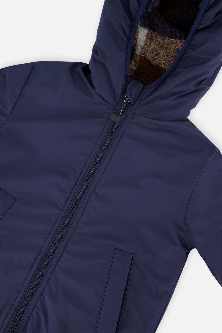Reversible Mid-Season Fleece Technical Hooded Jacket, Alternate, color, Dark Blue and Brown