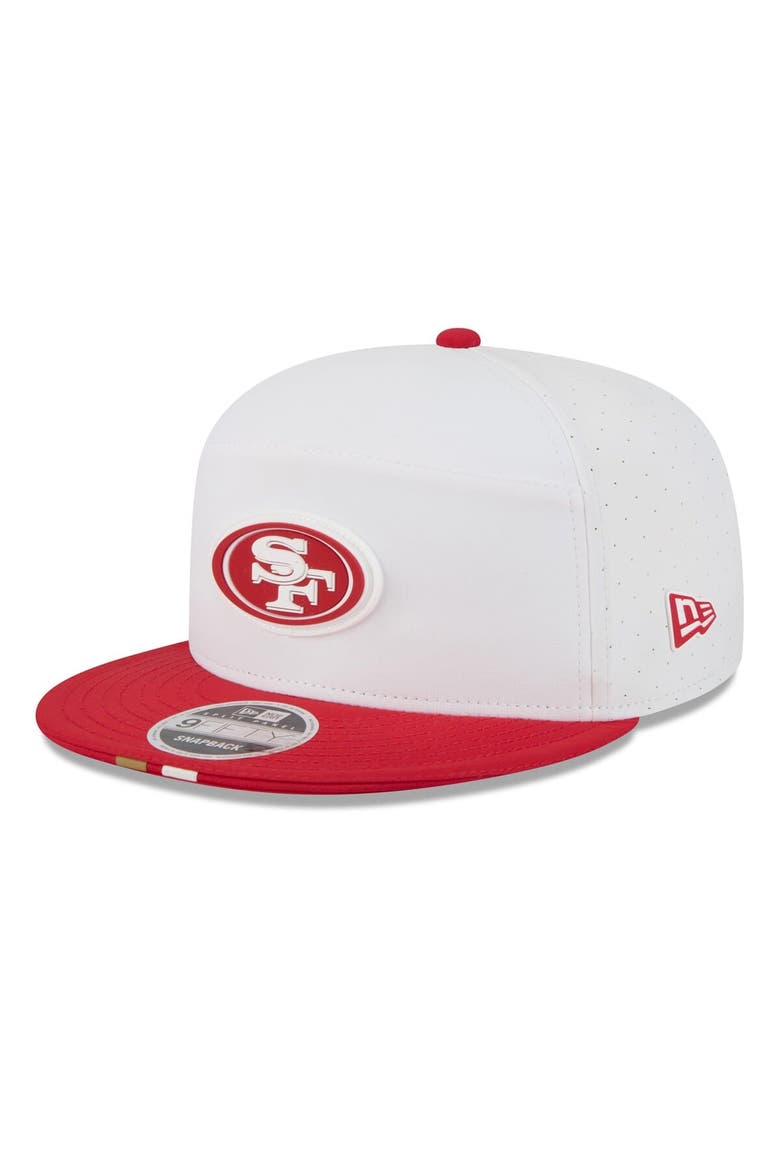 Men's New Era  White/Scarlet San Francisco 49ers 2025 NFL Training Camp Split Panel 9FIFTY Snapback Hat, Main, color, White