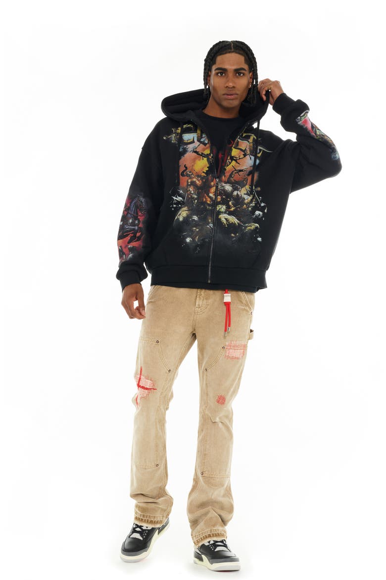 Horseman Full Zip Graphic Hoodie, Alternate, color, BLACK