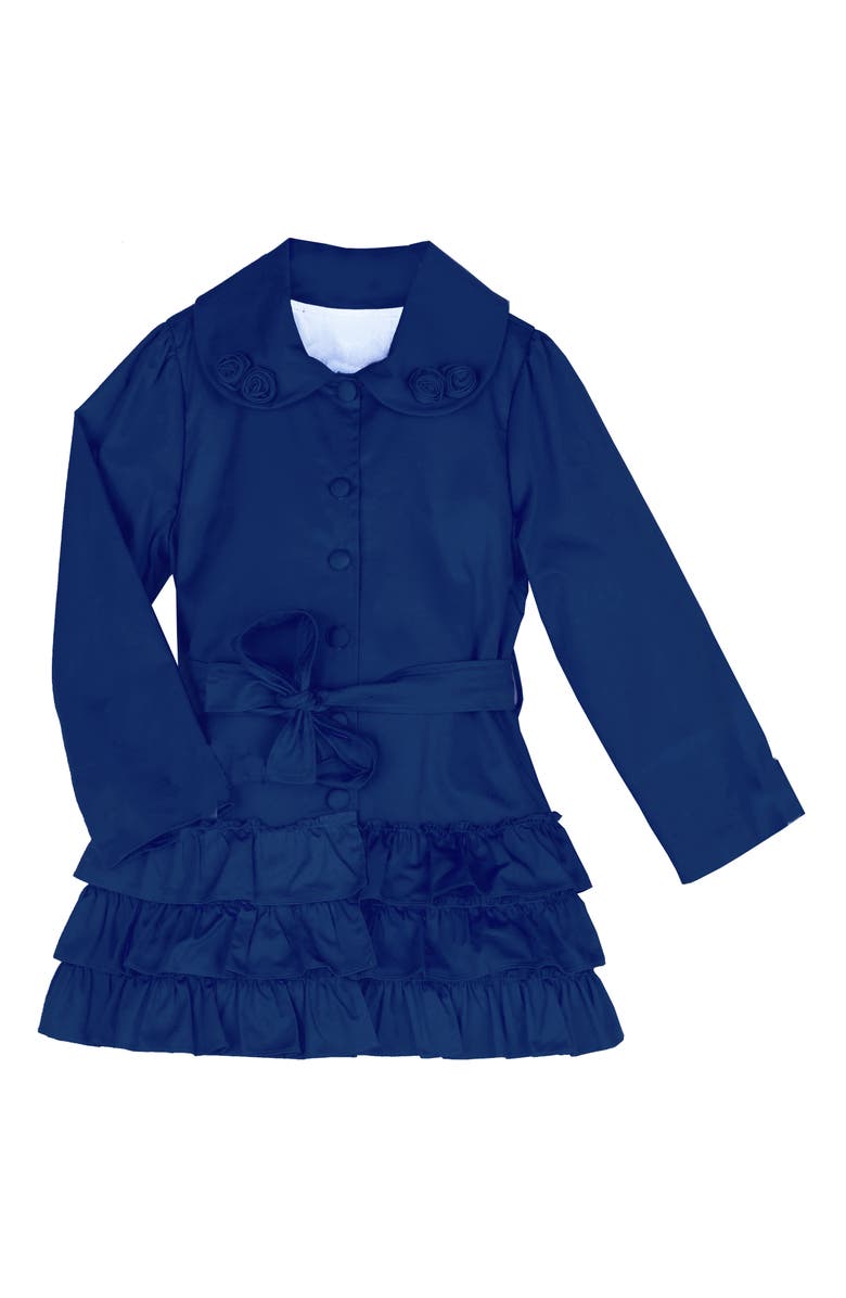 JOE-ELLA Kids' Rosette Knit Top Coat, Main, color, Navy