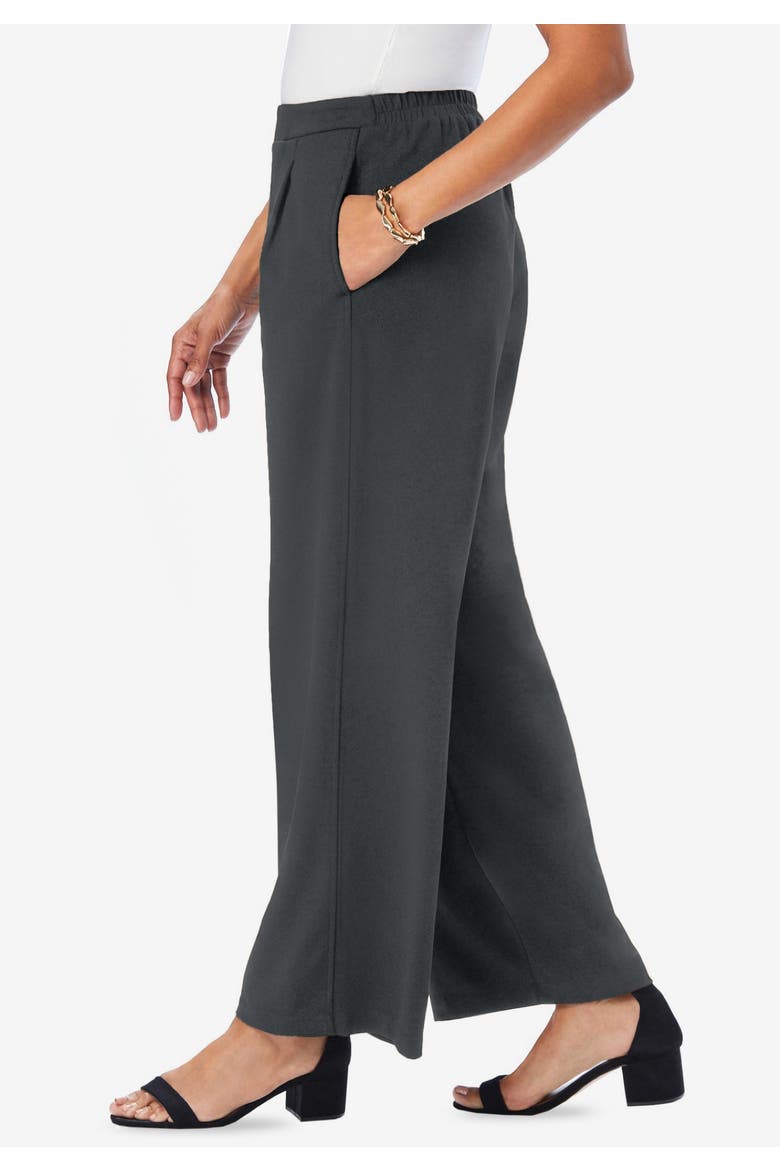Stretch Knit Crepe Wide Leg Pant, Alternate, color, WHITE