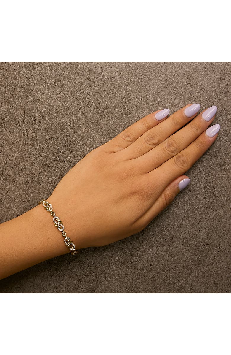 Haus of Brilliance 14K Yellow Gold Plated Silver 1.0 Cttw Diamond Infinity Loop and Swirl Link Bracelet, Alternate, color, Yellow