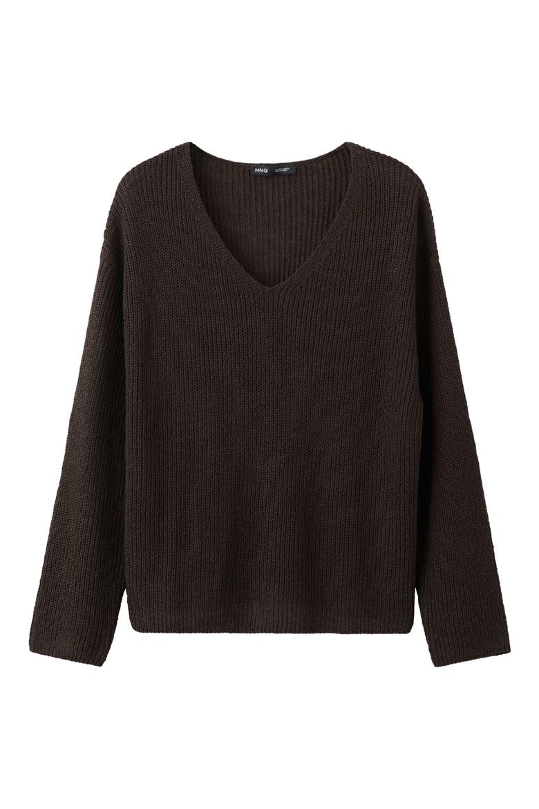 V-Neck Sweater, Alternate, color, CHOCOLATE