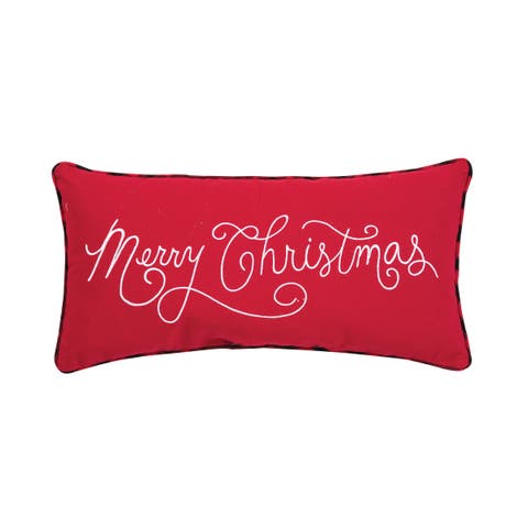 Merry Christmas Applique & Embroidered Small/Petite Accent Pillow, 10" x 20"