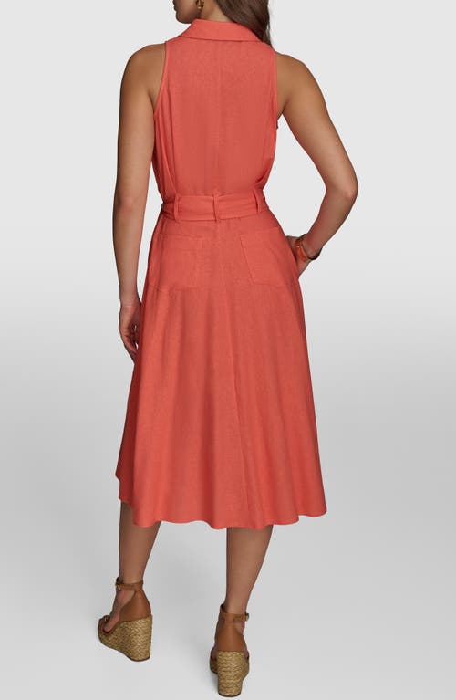 Donna Karan New York Sleeveless Linen Blend Shirtdress In Spring Mel