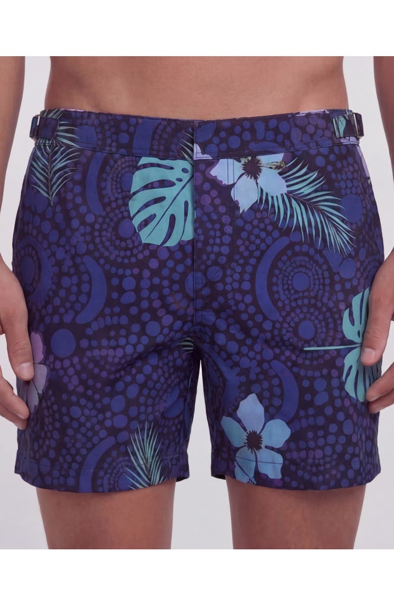 Lords of Harlech Tropical Fantasy Mens Tailored Swim Short, Alternate, color, Tropical Fantasy Navy