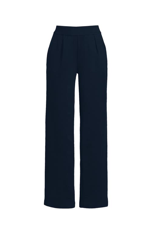 Lands' End Knit High Rise Pleated Wide Leg Pants In Radiant Navy