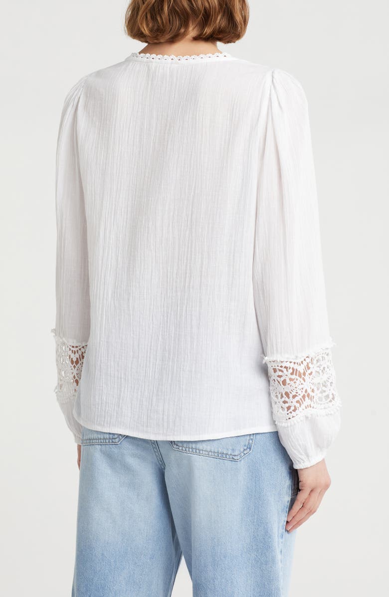 Lucky Brand Lace Sleeve Top, Alternate, color, 