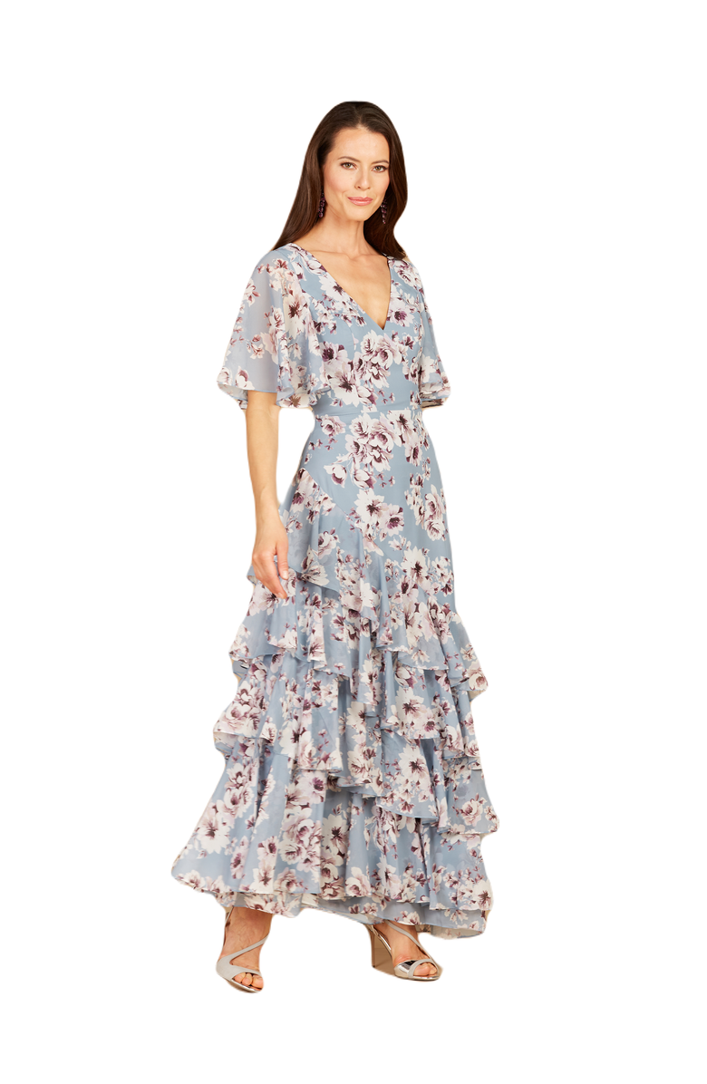 LARA New York Cape Sleeve Print Dress, Main, color, Slate