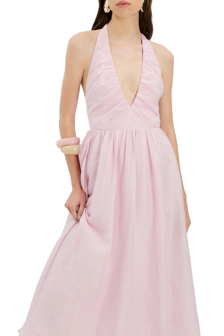 Dorota Halter Fit & Flare Midi Dress, Alternate, color, BLISS PINK