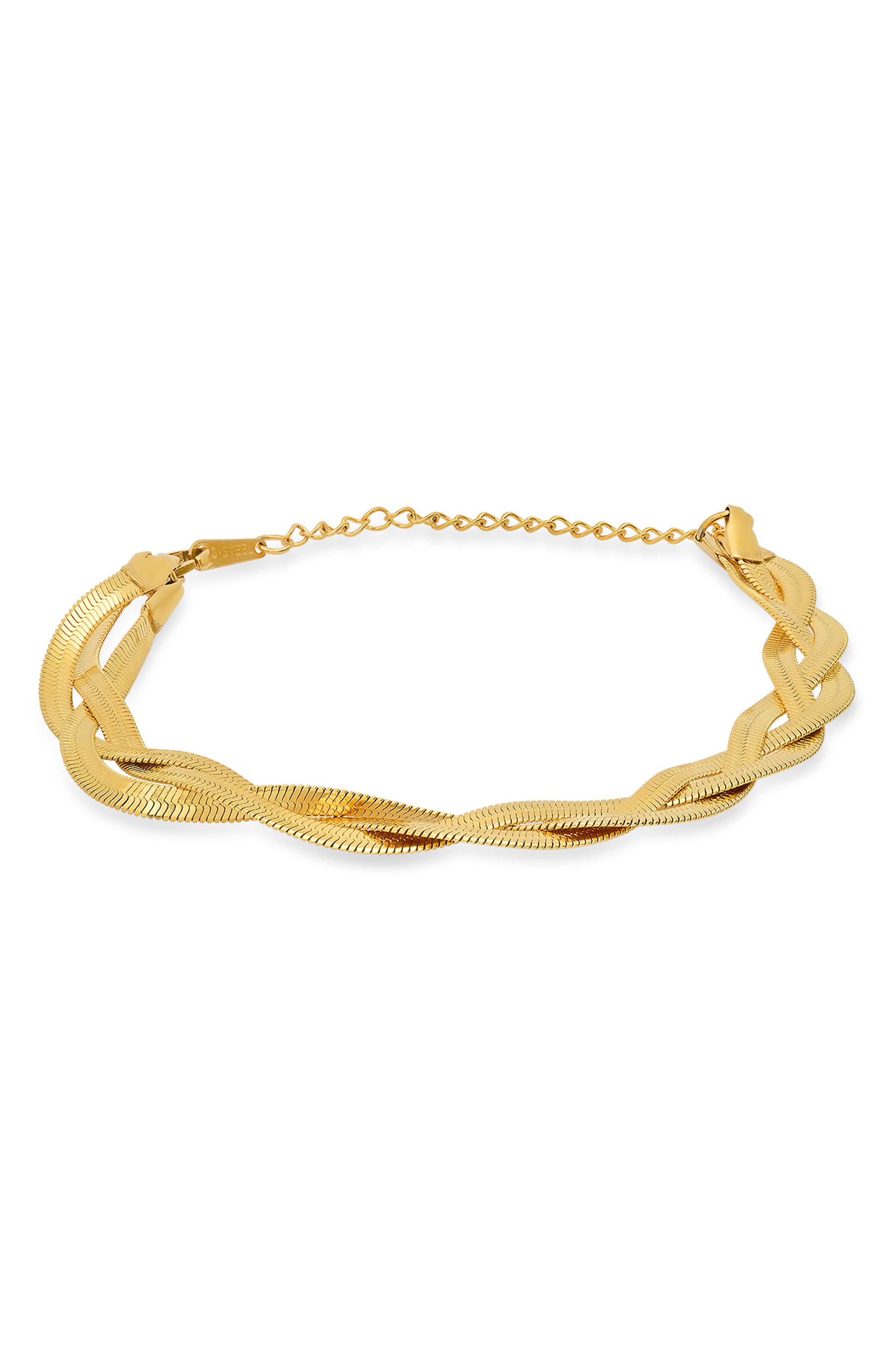 18k Gold Plated Herringbone Chain Bracelet