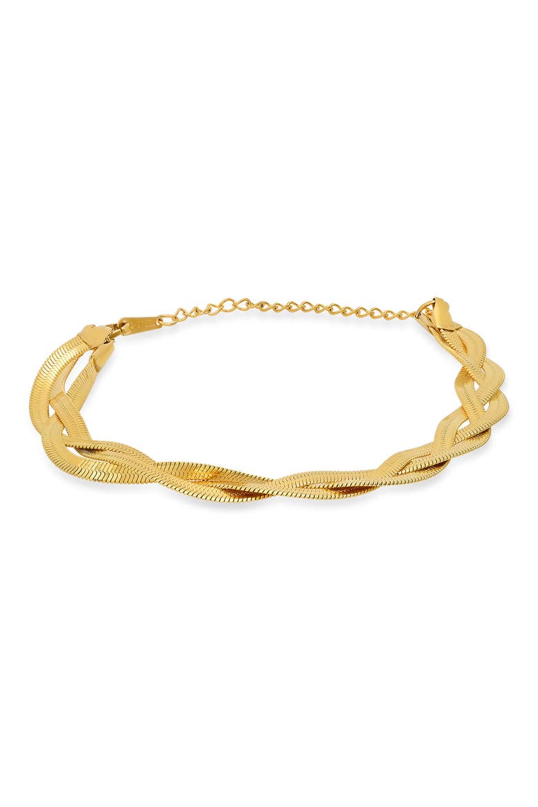 18k Gold Plated Herringbone Chain Bracelet, Main, color, GOLD