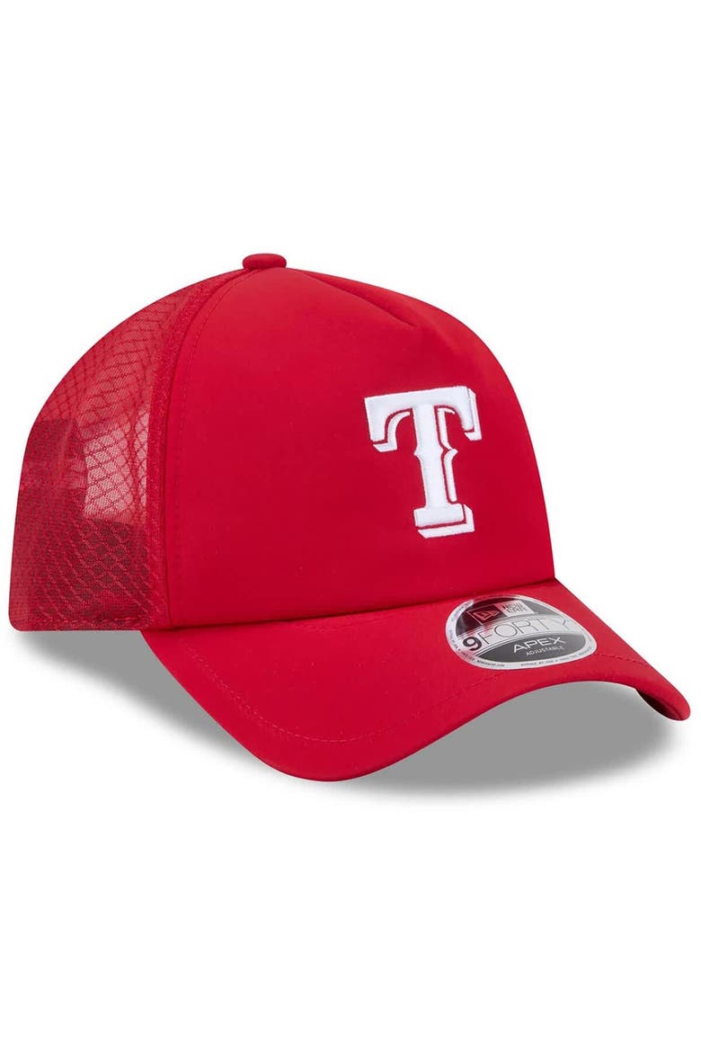 Men's New Era Red Texas Rangers 2026 Batting Practice Apex 9FORTY Adjustable Trucker Hat, Alternate, color, Red