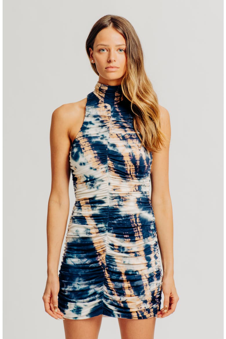 Kit Sleeveless Scrunch Minidress, Alternate, color, INDIGO COMBO