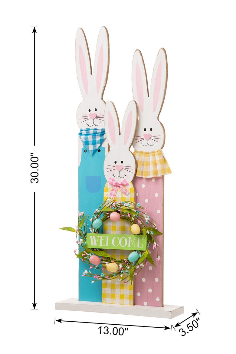 Easter Wooden Bunny Family Porch Decor, Alternate, color, Yellow