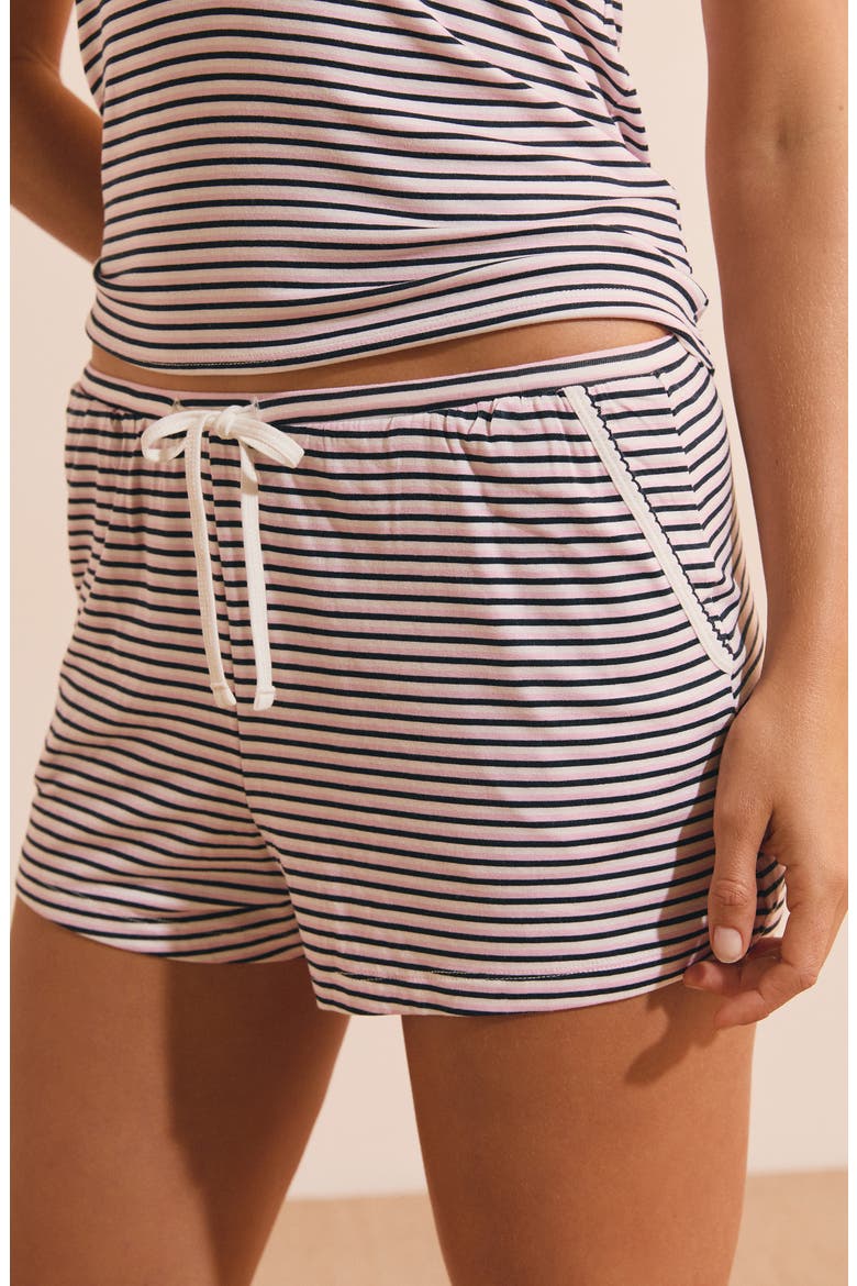 Vicky Striped Sleep Shorts, Alternate, color, NAVY