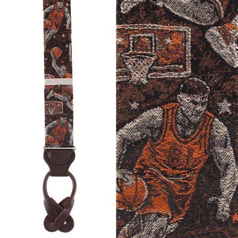 Courtside Basketball Silk Novelty Button End Suspenders (braces)