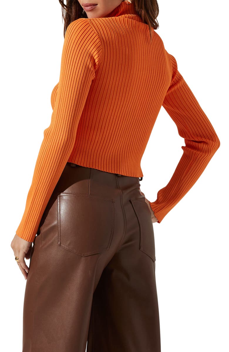 ASTR the Label Elia Turtleneck Keyhole Sweater, Alternate, color, Orange