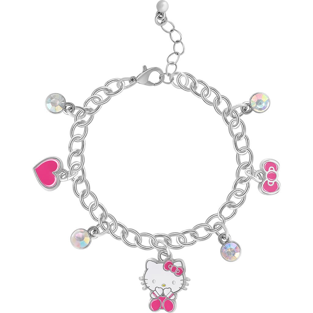 Hello Kitty Charm Hearts Bracelet In Metallic