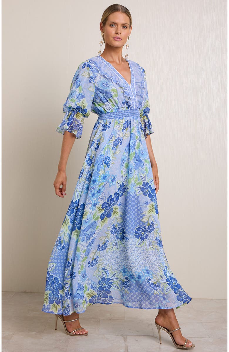 Hale Bob Meridian Chiffon Maxi Dress, Alternate, color, Blue