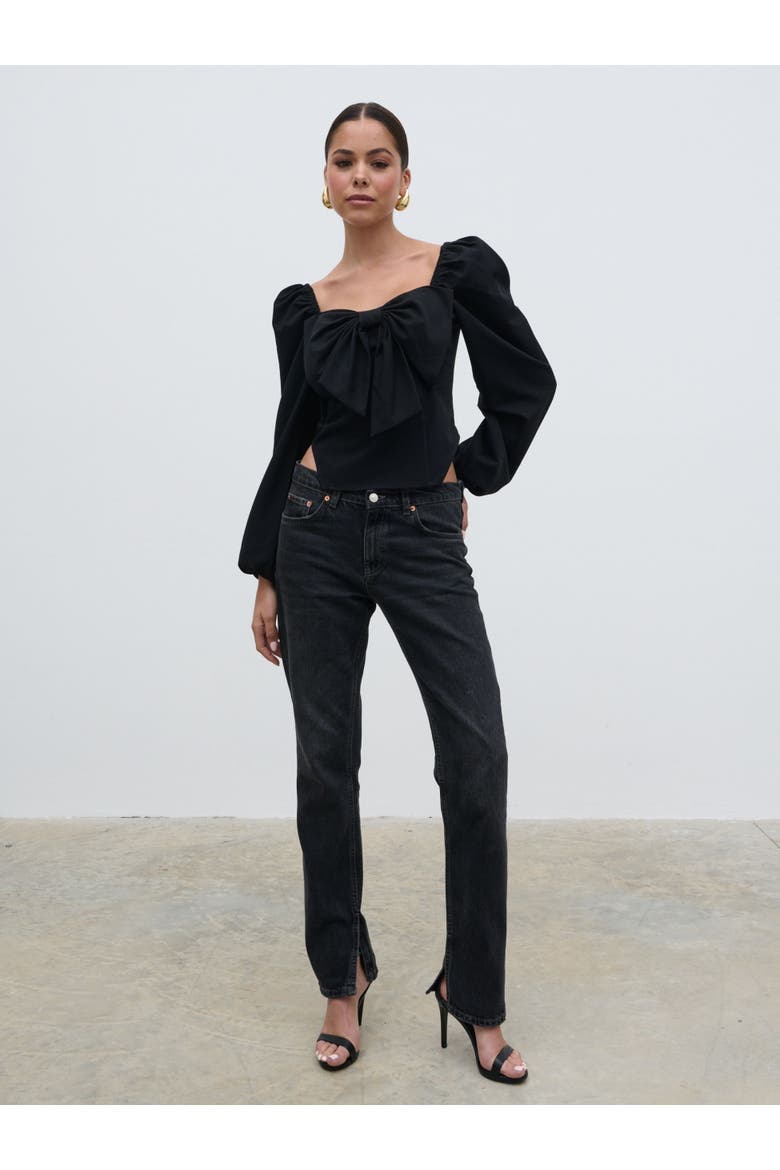 Jemima Exaggerated Bow Top, Alternate, color, Black
