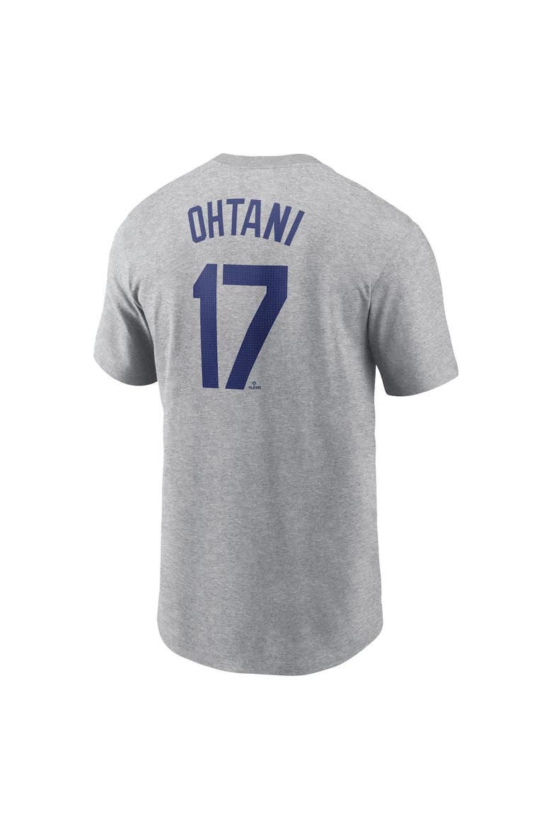 Men's Nike Shohei Ohtani Gray Los Angeles Dodgers 2024 Fuse Name & Number T-Shirt, Alternate, color, Gray