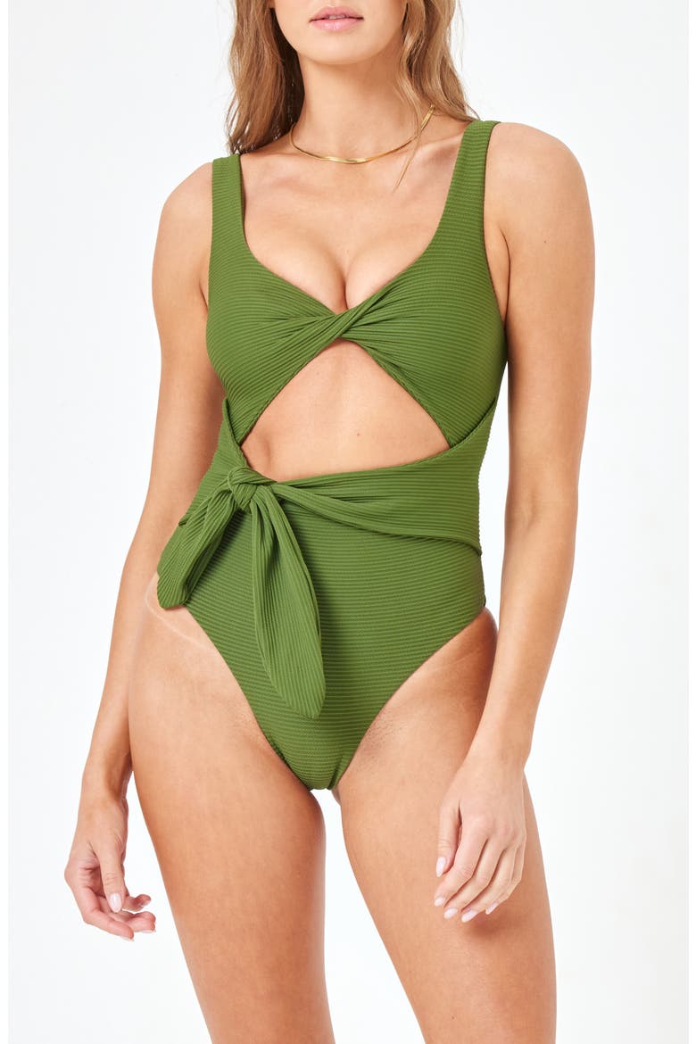 Antigua Cutout Detail One-Piece Swimsuit, Main, color, JUNGLE